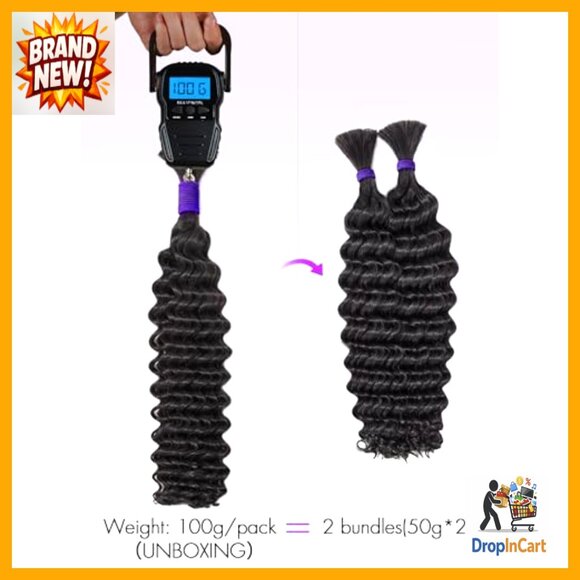 Human Hair Braiding Extensions Deep Wave 18 Inch 100g Boho Braids No Weft main image 4
